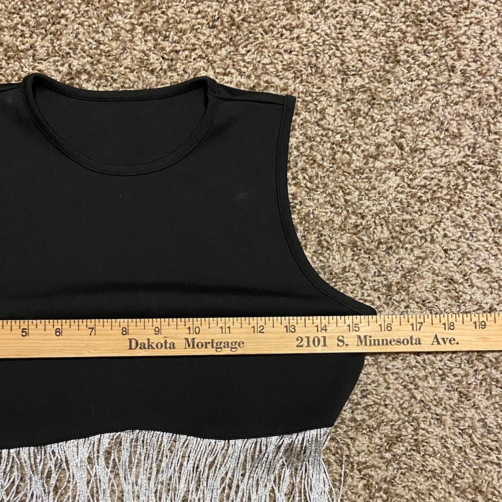 SHEIN (M) Black Tank Top with Silver Fringe - Picture 5 of 6